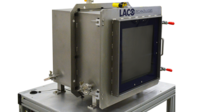 Vacuum system for aerospace component testing with glass door, angled view