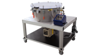 Industrial degassing and curing system, angled view