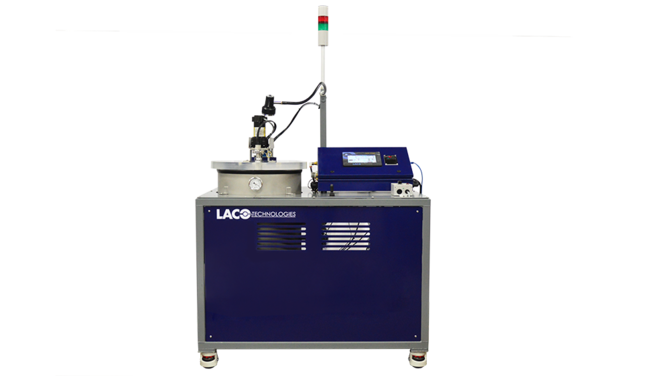 Automated cart vacuum degassing system with lid lift, front view