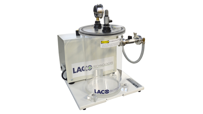 LACO standard tabletop vacuum degassing system, angled view