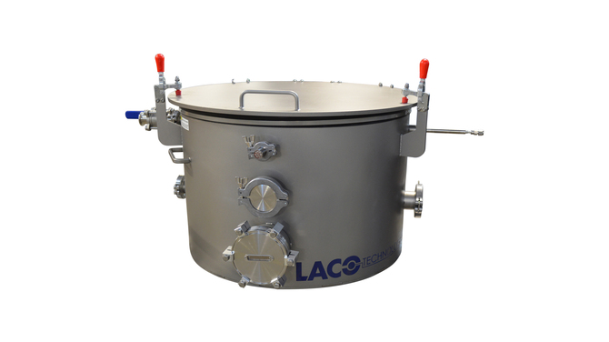 Vertical Vacuum Chamber for Spacecraft Products, angled view