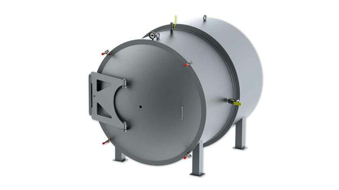 Horizontal Industrial Vacuum Chamber, right angle view