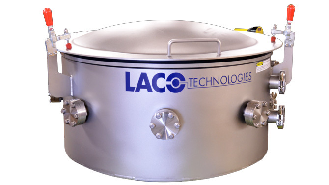 Custom high vacuum chamber with dished lid and digital gauge