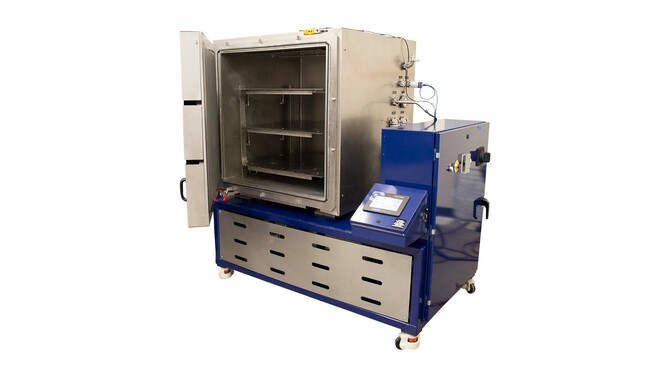 Custom Heated Cube Vacuum Oven System, open door